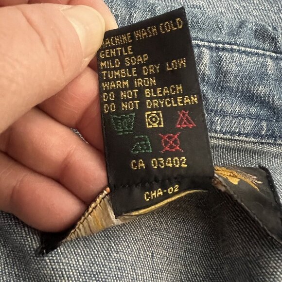 Harley-Davidson Ladies Medium Blue Stretchy Medium Wash Snap Closure Jean Jacket - Picture 6 of 8